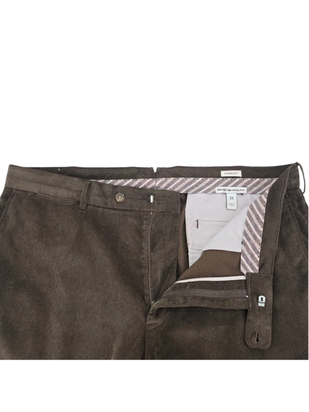 Peter Millar Nanoluxe Corduroy Pants Mens 38x30.5 Brown Stretch Classic Fit